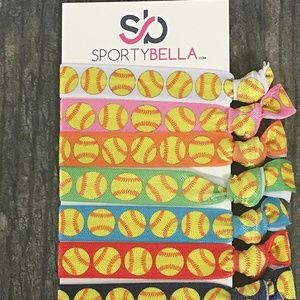 Girls Softball Hair Ties Set
